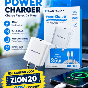 blue ribbon br h03 35w usb c fast charger with braided usb c cable – universal compatibility